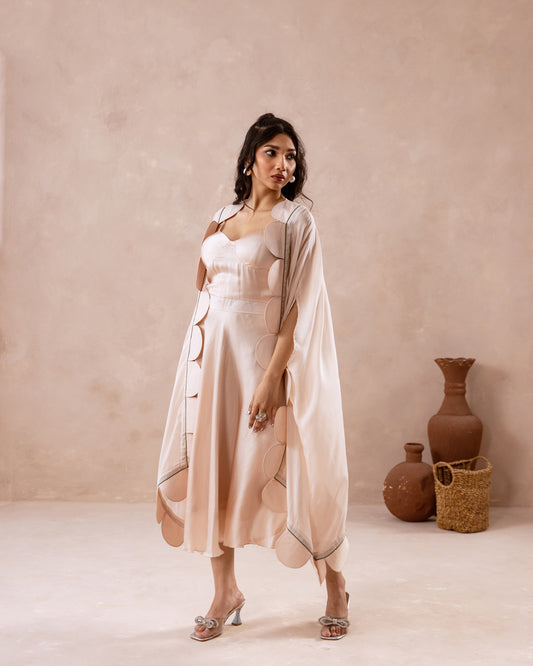 OLIVE DRESS WITH CAPE