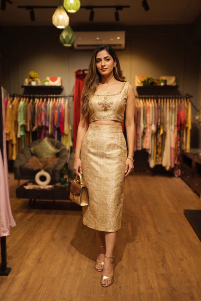 IVORY BROCADE SKIRT SET