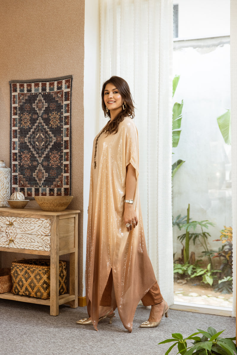 SEQUIN GEORGETTE OMBRE KAFTAN SET