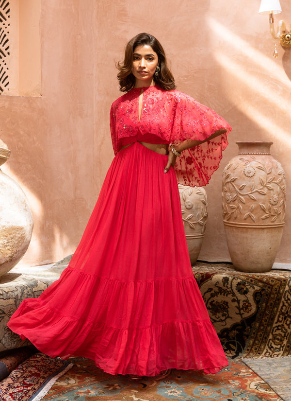 CHERRY CAPE GOWN