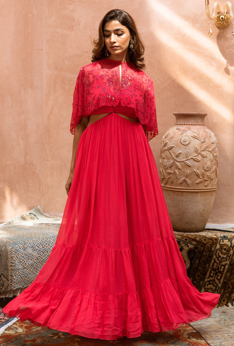 CHERRY CAPE GOWN