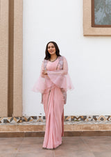 PINK DRAPE SAREE