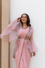 PINK DRAPE SAREE