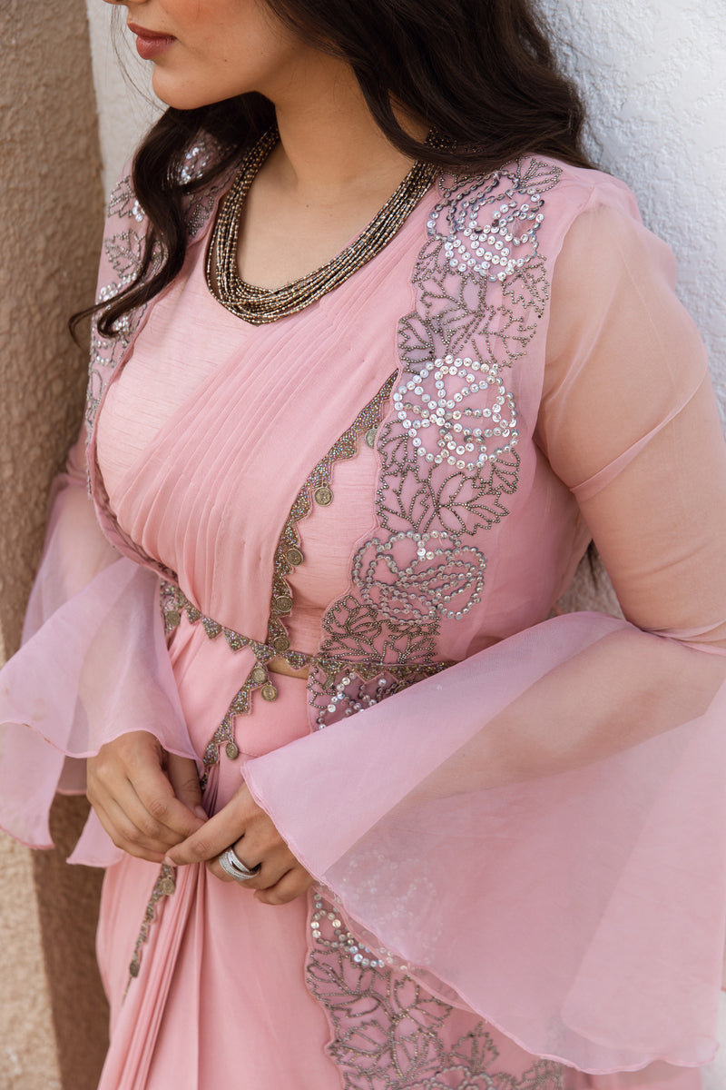 PINK DRAPE SAREE