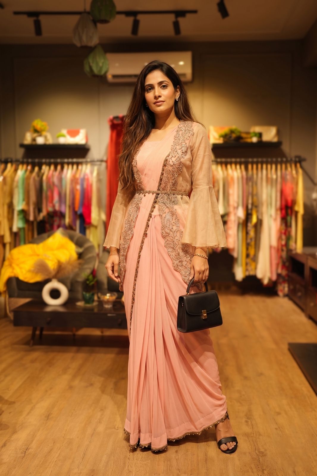 PINK DRAPE SAREE