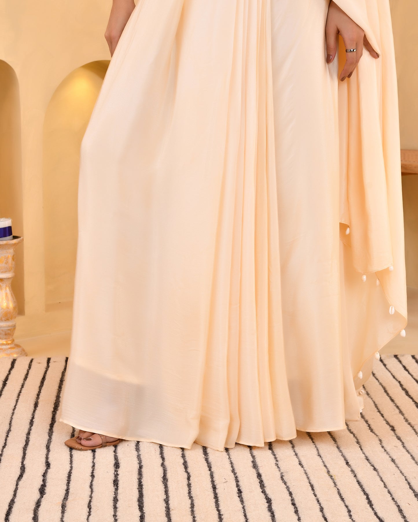 CARAMEL DRAPE SAREE SET