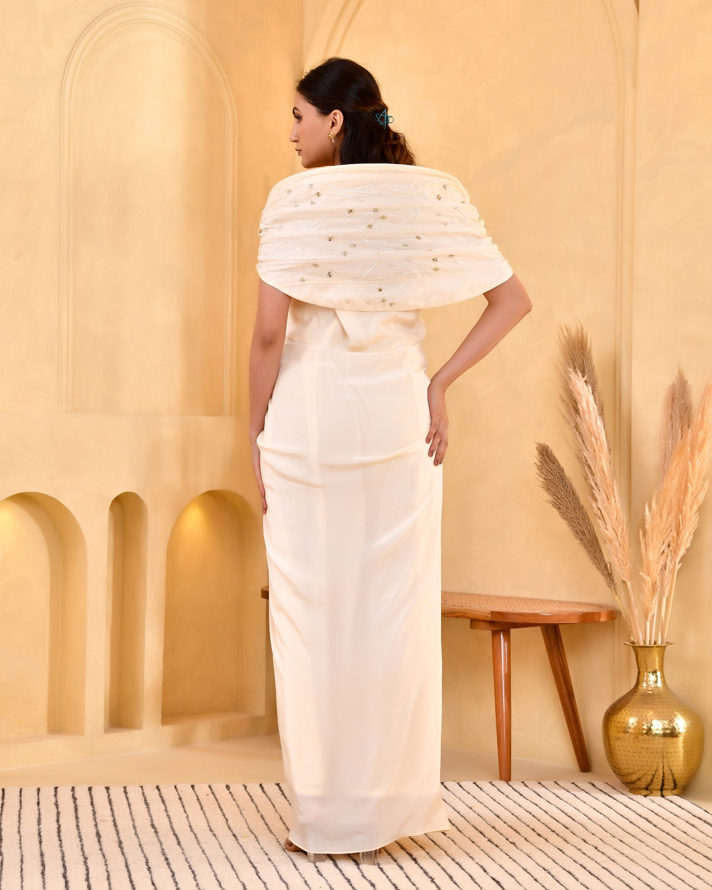 CARAMEL RING DRAPE DRESS