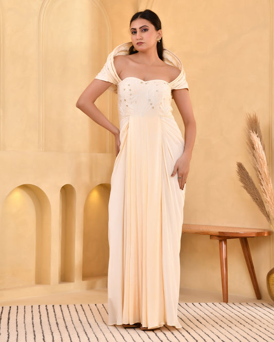 CARAMEL RING DRAPE DRESS