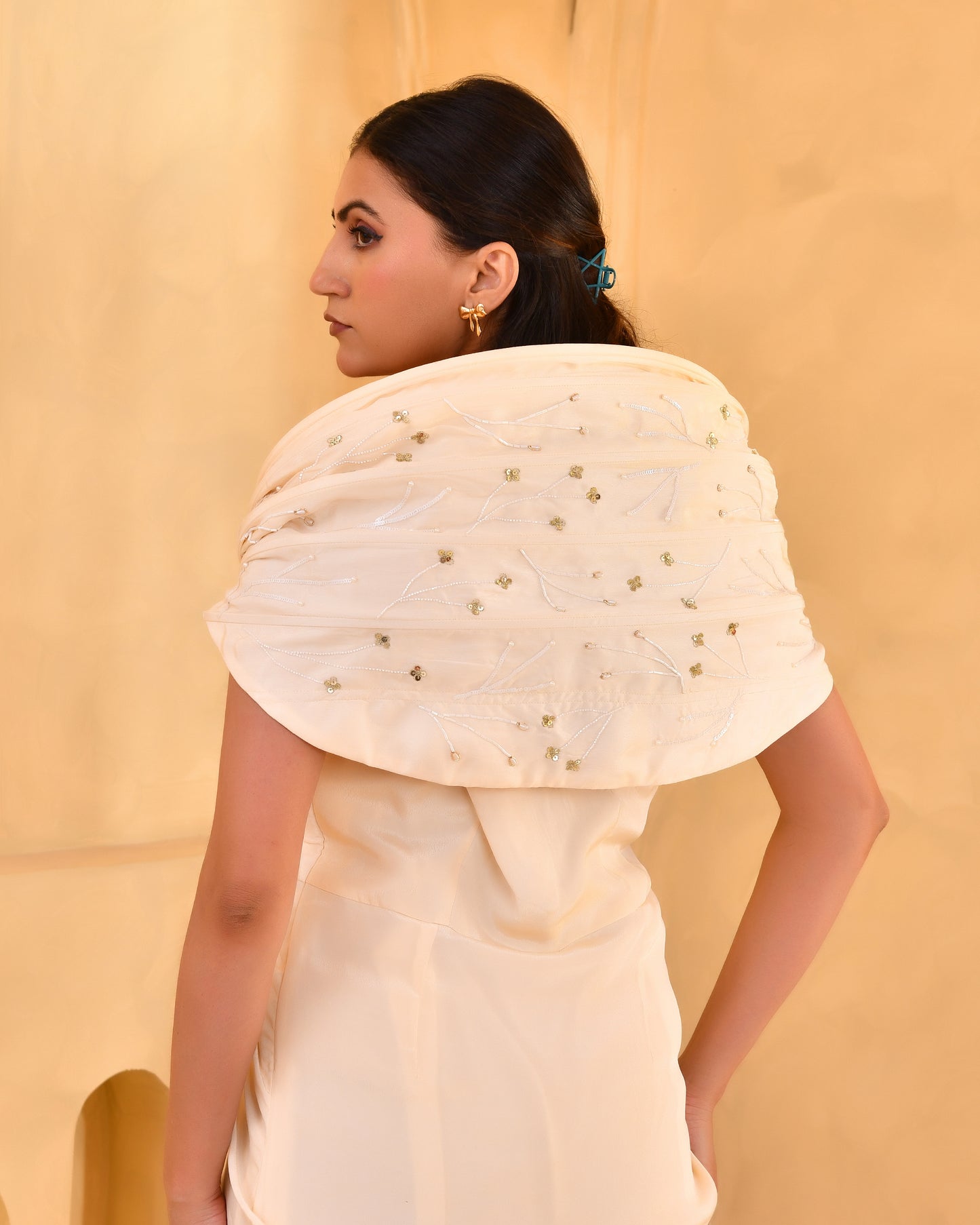 CARAMEL RING DRAPE DRESS