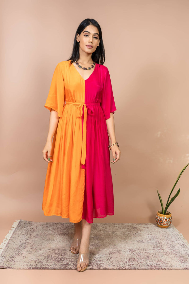 GHAZALA HALF & HALF MIDI DRESS