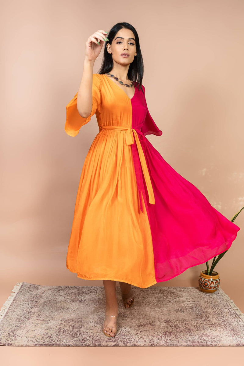 GHAZALA HALF & HALF MIDI DRESS