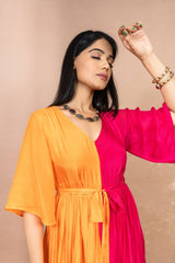 GHAZALA HALF & HALF MIDI DRESS